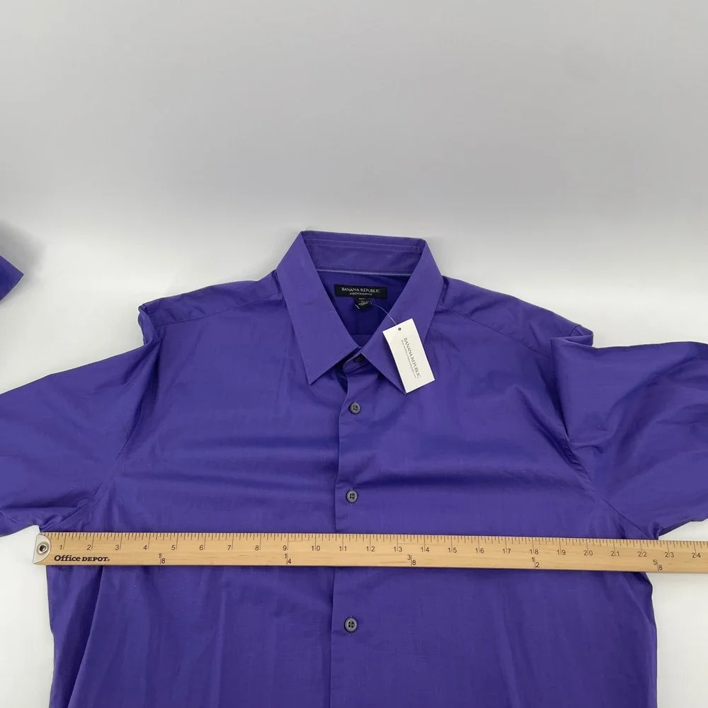 Banana Republic Button Down Mens L Tall Purple Stretch Slim Fit Dress Shirt NWT